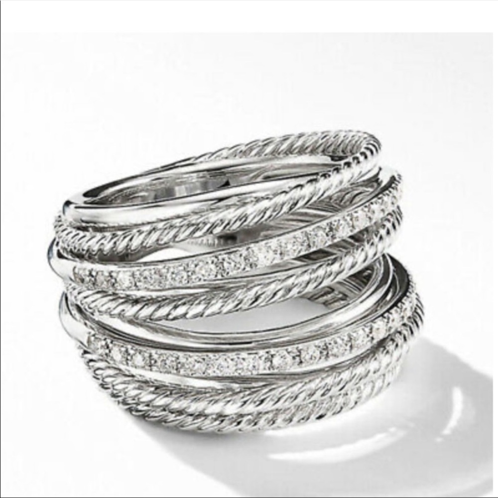 NEW 925 Silver Wrap multilayer Diamond Ring